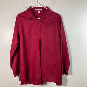 Womens Josephine‎ Chaus Linen Button Shirt Long  Red MP Linen